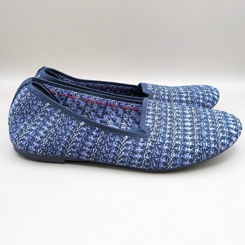 Skechers Slip-On Air Cooled Memory Foam Blue Fabric Sneakers Size 8 - Picture 2 of 8